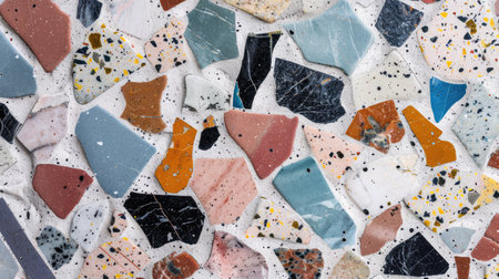 Aesthetic terrazzo floor surface marble texture background. Natural stones, granite, grain dots bannerの素材