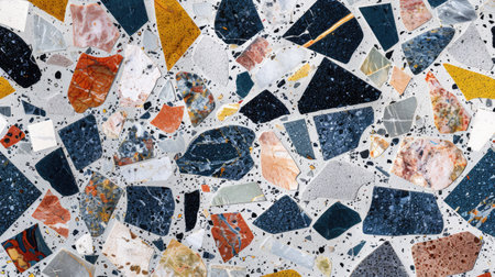Aesthetic terrazzo floor surface marble texture background. Natural stones, granite, grain dots bannerの素材
