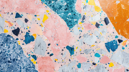 Aesthetic terrazzo floor surface marble texture background. Natural stones, granite, grain dots bannerの素材