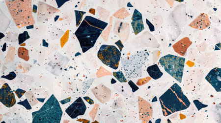 Aesthetic terrazzo floor surface marble texture background. Natural stones, granite, grain dots bannerの素材