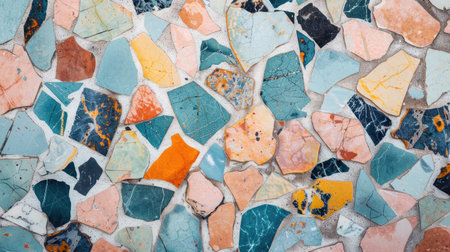 Aesthetic terrazzo floor surface marble texture background. Natural stones, granite, grain dots bannerの素材