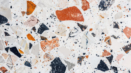 Aesthetic terrazzo floor surface marble texture background. Natural stones, granite, grain dots bannerの素材