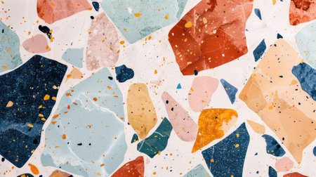 Aesthetic terrazzo floor surface marble texture background. Natural stones, granite, grain dots bannerの素材