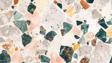 Aesthetic terrazzo floor surface marble texture background. Natural stones, granite, grain dots bannerの素材