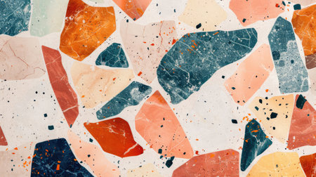 Aesthetic terrazzo floor surface marble texture background. Natural stones, granite, grain dots bannerの素材