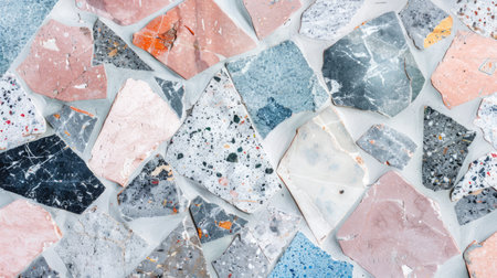 Aesthetic terrazzo floor surface marble texture background. Natural stones, granite, grain dots bannerの素材