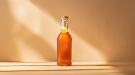 A bottle of kombucha against a plain background with free place for text. Trendy organic refreshing natural beverageの素材