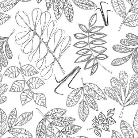 black and white pattern with leathesのイラスト素材