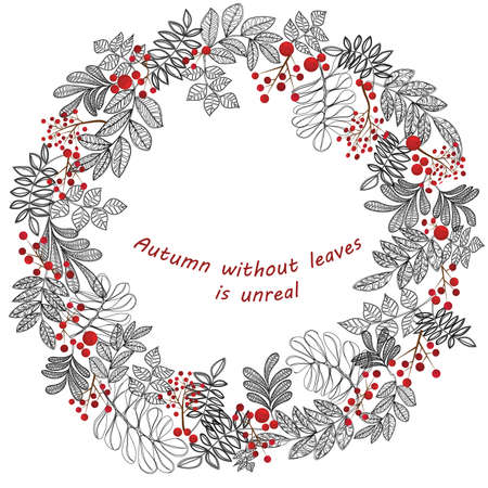 Wreath with leaves and berriesのイラスト素材