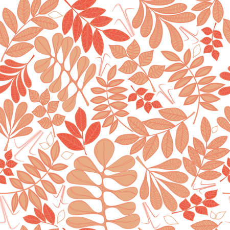 Seamless autumn leaves pattern in orangeの写真素材