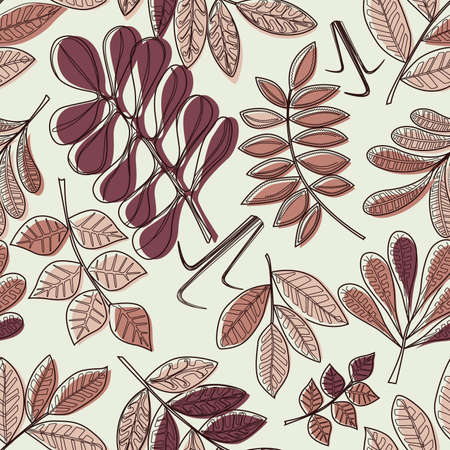 Vector seamless autumn leaves ornate patternのイラスト素材
