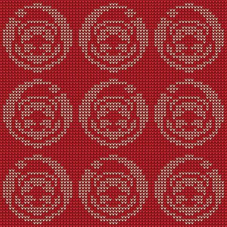 Knitted pattern with santa, toys and spruce treeの写真素材