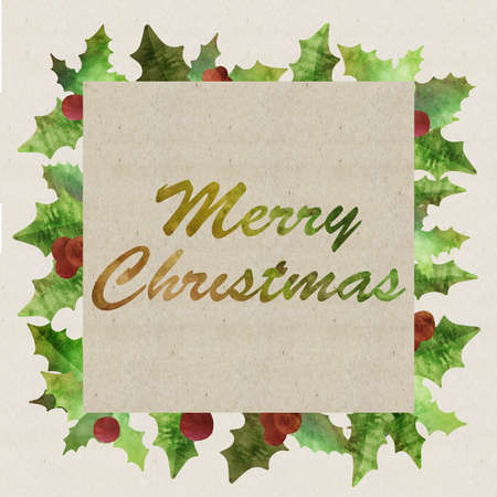 Cristmas card with watercolor effectの写真素材