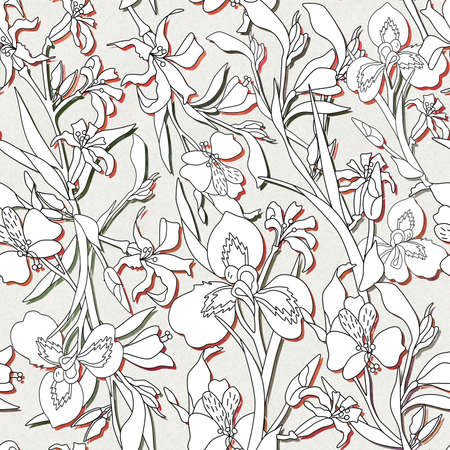Seamless black and white floral patternの写真素材