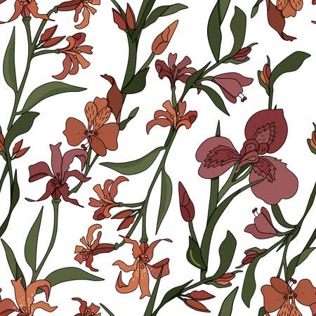 Seamless floral pattern with light backgroundの写真素材