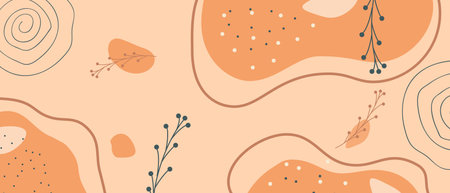 Cute abstract background with hand drawn organic shapes. Vector illustration.のイラスト素材