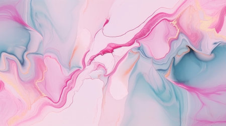 Abstract background of acrylic paint in blue and pink tones. Liquid marble texture.の素材