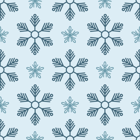 Seamless pattern with blue snowflakes on a blue backgroundのイラスト素材