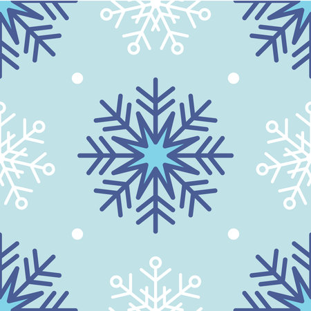 Seamless pattern with snowflakes on a blue background.のイラスト素材