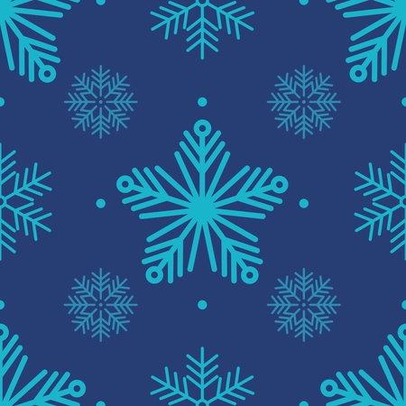 Seamless pattern with snowflakes on a blue background.のイラスト素材
