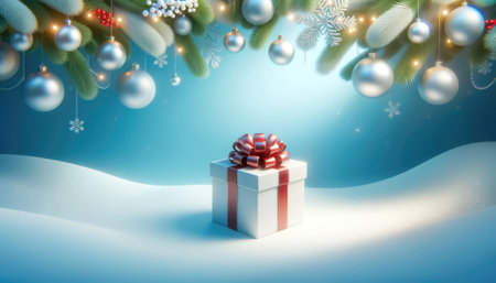 Christmas background with gift box and christmas tree.の素材