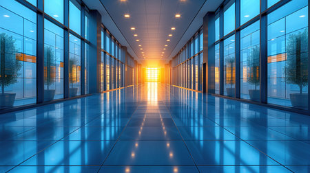 Empty corridor in a modern office building.の素材