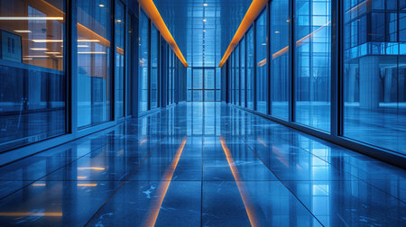 An empty corridor in a modern office building.の素材