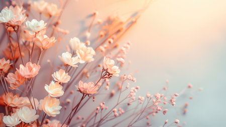 Beautiful flowers in soft color and blur style for background - Vintage Filterの素材