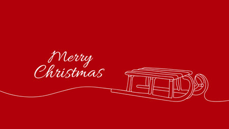 Christmas card with a sledge on a red background. Vector illustrationのイラスト素材