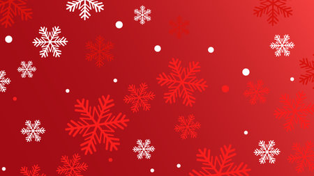 Christmas background with snowflakes. Vector illustration. Red background.のイラスト素材
