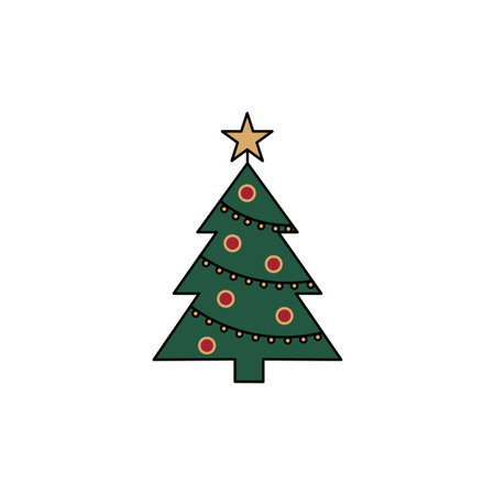 Christmas tree icon. Flat illustration of christmas tree vector icon for web designのイラスト素材