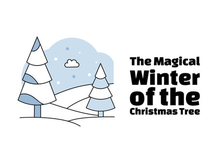 M,erry christmas and happy new year card with pine trees vector illustration designのイラスト素材