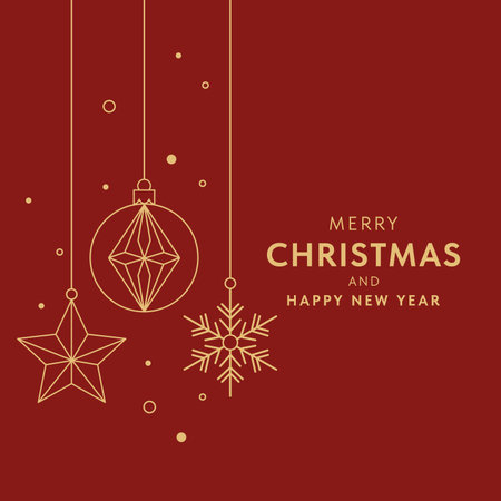 Merry Christmas and Happy New Year greeting card. Vector illustration.のイラスト素材