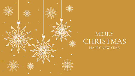 Merry Christmas and Happy New Year Greeting Card. Golden Christmas Ball with Snowflakes. Vector Illustrationのイラスト素材