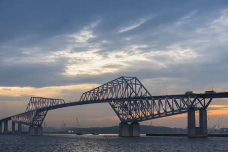Scenery of Tokyo Gate Bridge at duskの写真素材