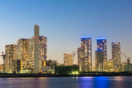 Night view of the Tokyo Bay areaの写真素材