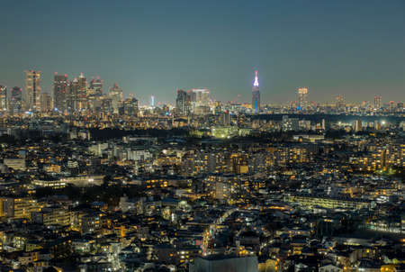Night view from high-rise buildings in Setagaya, Tokyoの写真素材