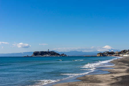 Kanagawa Enoshima island and Mt. Fuji sceneryの写真素材