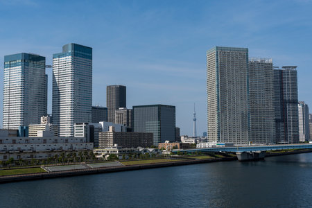 View of Harumi Canal in Tokyoの写真素材