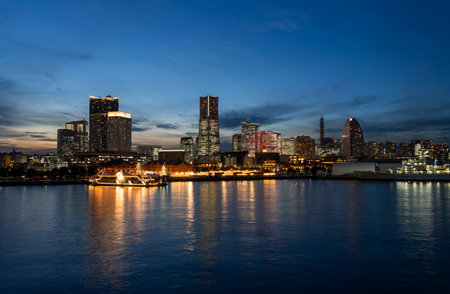Night view of Yokohama Minato Miraiの写真素材