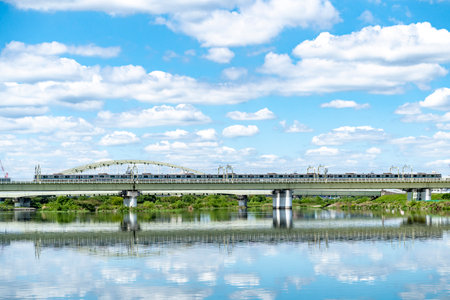 Scenery of the Tama River Noborito, Izumi Tamagawaの写真素材