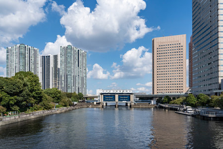 Scenery along the Shinagawa Canal in Tokyoの写真素材