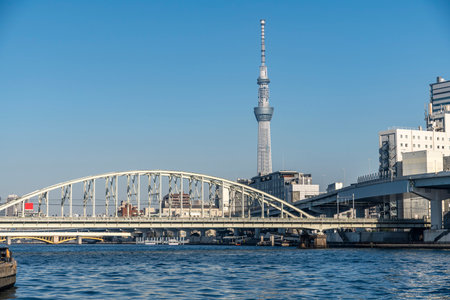Scenery of the Sumida River flowing through Tokyo