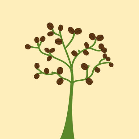 Coffee tree isolated on white background, vector illustrationのイラスト素材