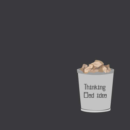 Paper in the bin(thinkking Bad idea)のイラスト素材