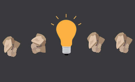 great idea concept with crumpled paper and light bulbのイラスト素材