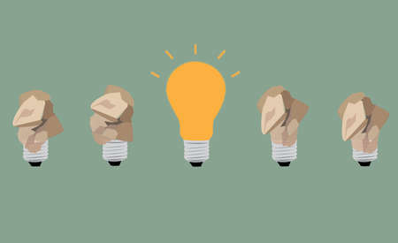 great idea concept with crumpled paper and light bulbのイラスト素材