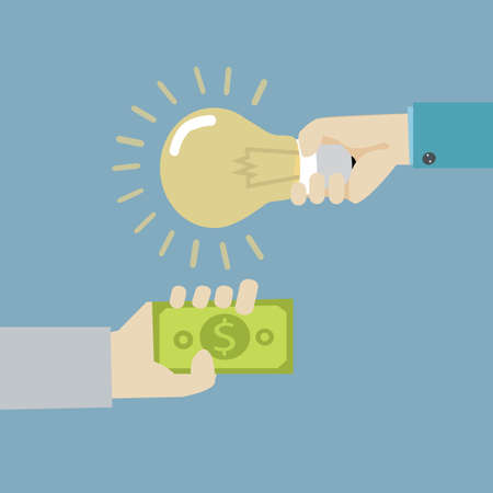 vector illustration concept for crowdfunding, investing into ideas isolated on bright backgroundのイラスト素材