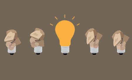 great idea concept with crumpled paper and light bulbのイラスト素材