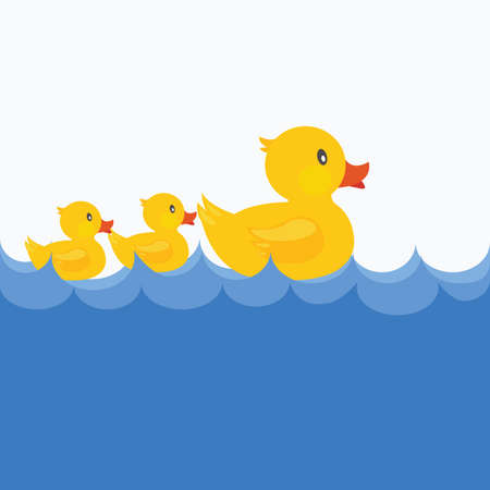 Yellow duck swimming backgroundのイラスト素材